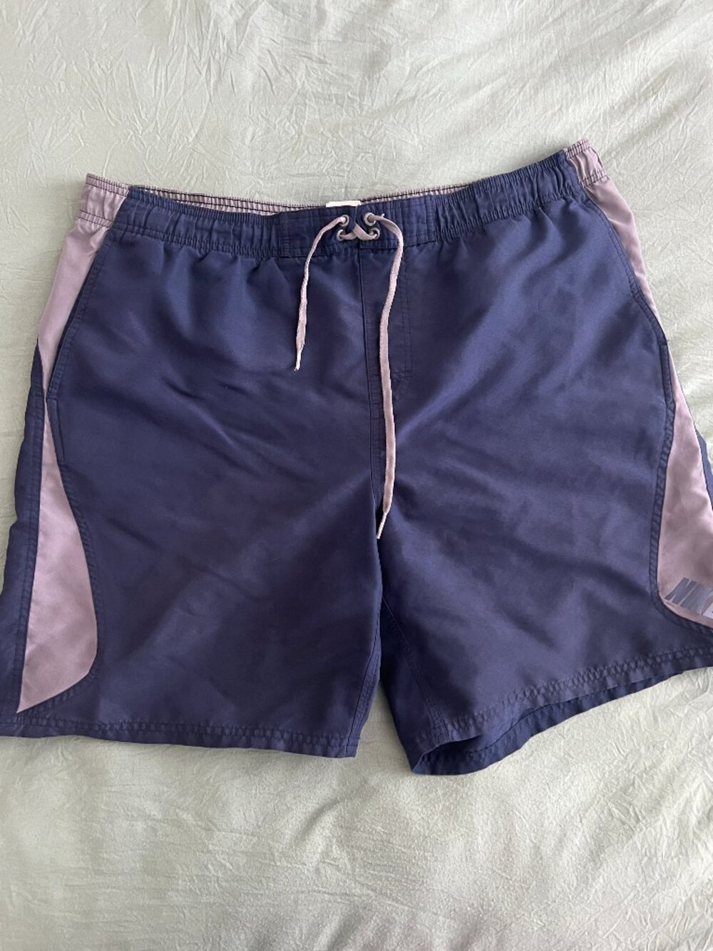 Nike Vintage Y2K Colorblock Swim Trunks Board Shorts Blue Gray Mesh Lined XL
